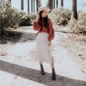 VICI Miley Knit Midi Skirt, cream